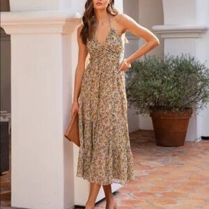 Vici Elina Floral Halter Midi Dress